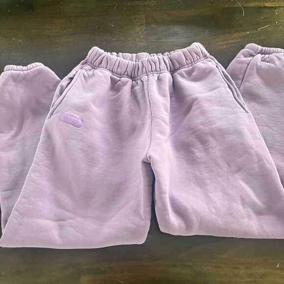 Set Active Two Piece Lounge Set Sweats Comfort Heavy Cotton Lavender Logo M READ - Picture 2 of 12